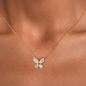 New! Crystal Butterfly Pendant Necklace